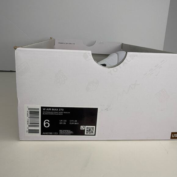 Nike Air Max 270 White/Pale Ivory Muslin Size 6 Women - Picture 8 of 8